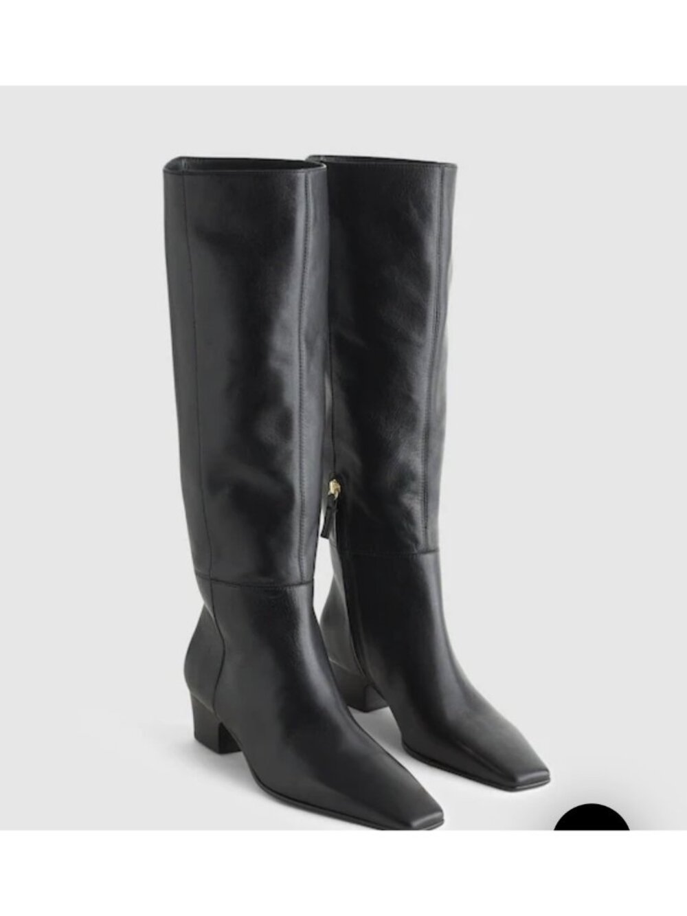 Madewell Lexie Tall Black Leather Knee-High Boots With Side Zipper & Block Heel